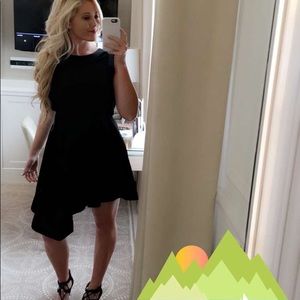 Romeo & Juliet Couture Asymmetrical Black Dress with Satin Accent